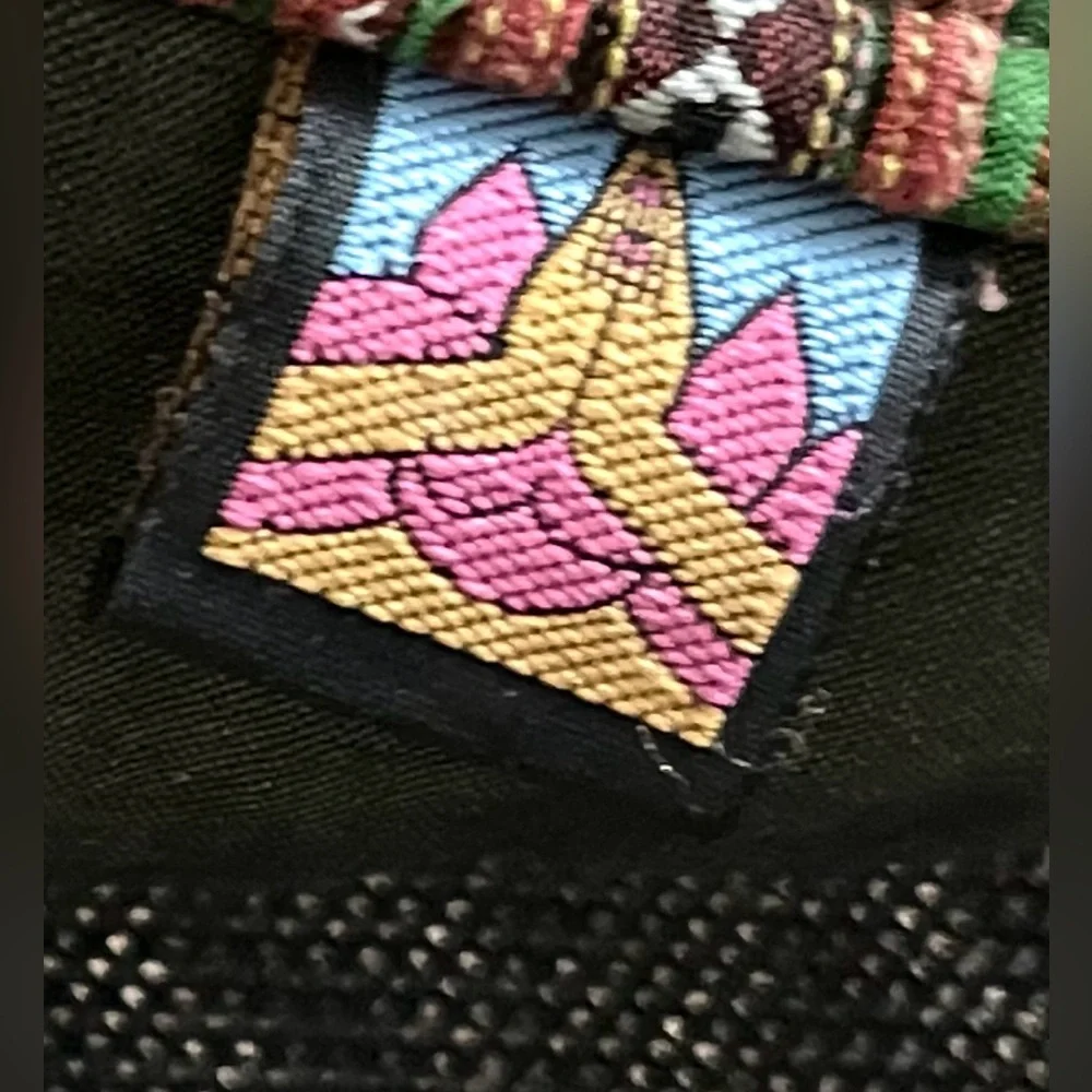 GORGEOUS tribal tapestry boho handmade fabric purse bag metal wood beads hippie